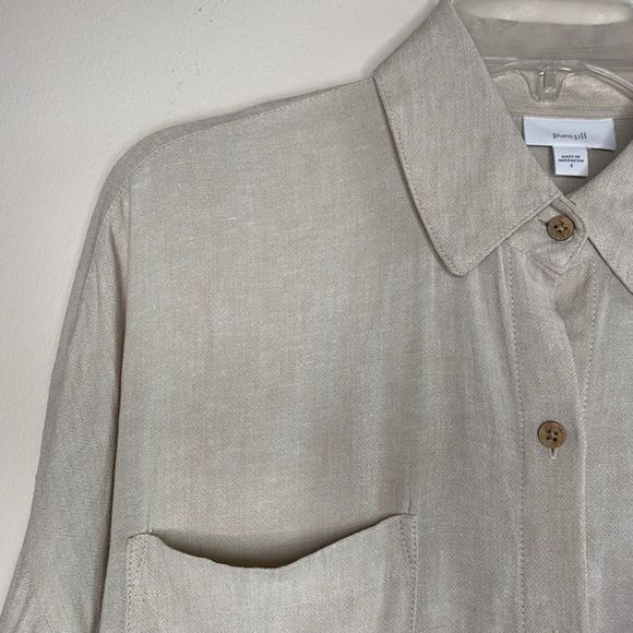 J JILL PURE JILL woman's size small S linen blend button long sleeve tunic top - Picture 3 of 10